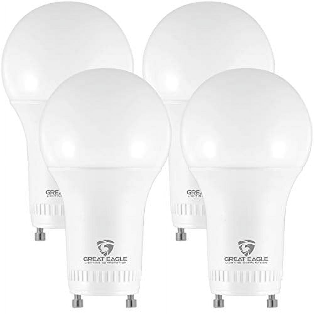 Great Eagle GU24 Led Bulb - 9W (60W Equivalent), Dimmable, 3000K Soft White, UL Listed, Twist-in Light Bulb, 2 Prong Light Bulbs (4-Pack)