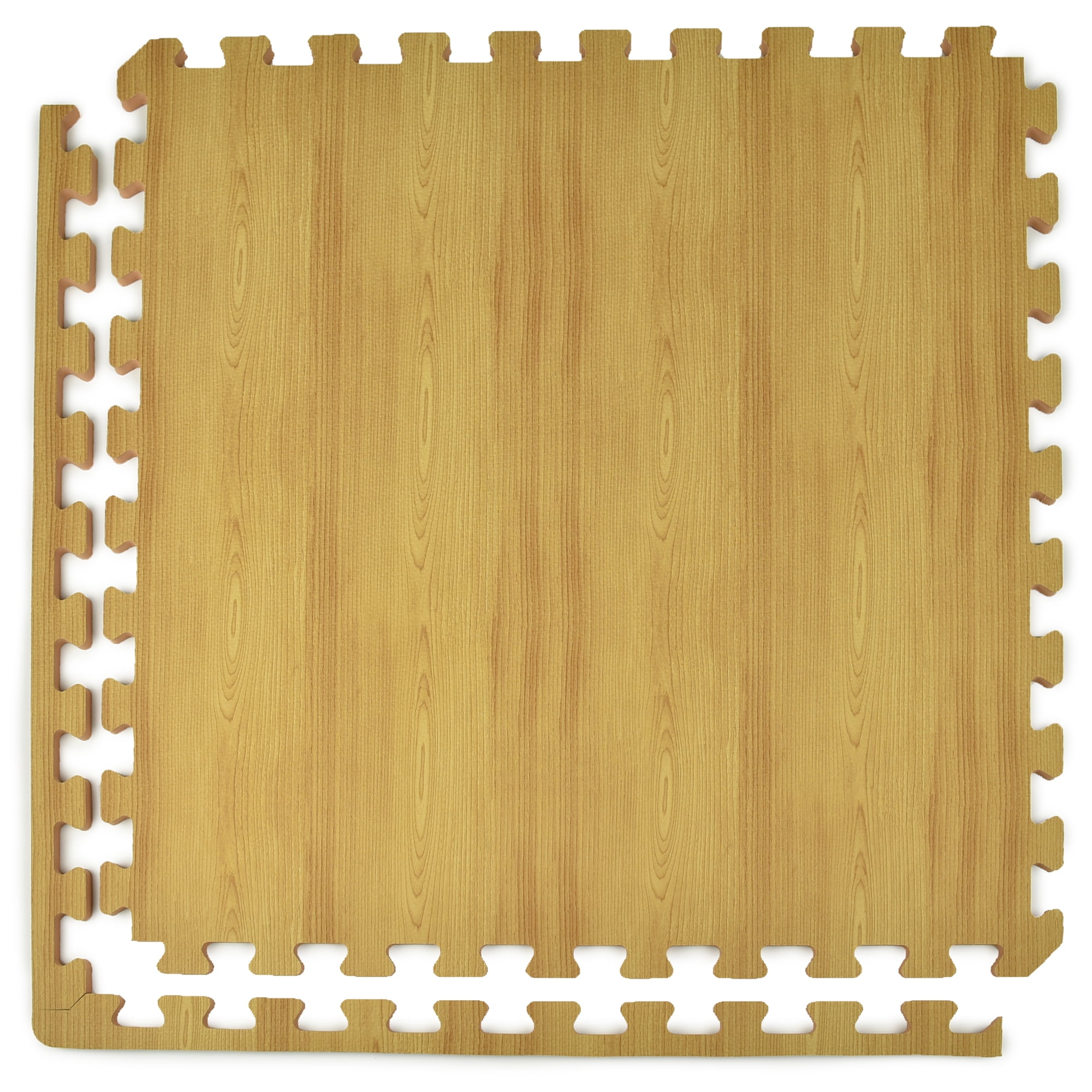Greatmats Wood Grain Interlocking Wood Look Reversible Foam Tiles 1/2 Inch x 2x2 Ft. Light Wood/Tan 15 Pack