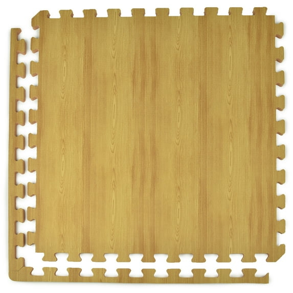 Greatmats Wood Grain Interlocking Wood Look Reversible Foam Tiles 1/2 Inch x 2x2 Ft. Light Wood/Tan 15 Pack