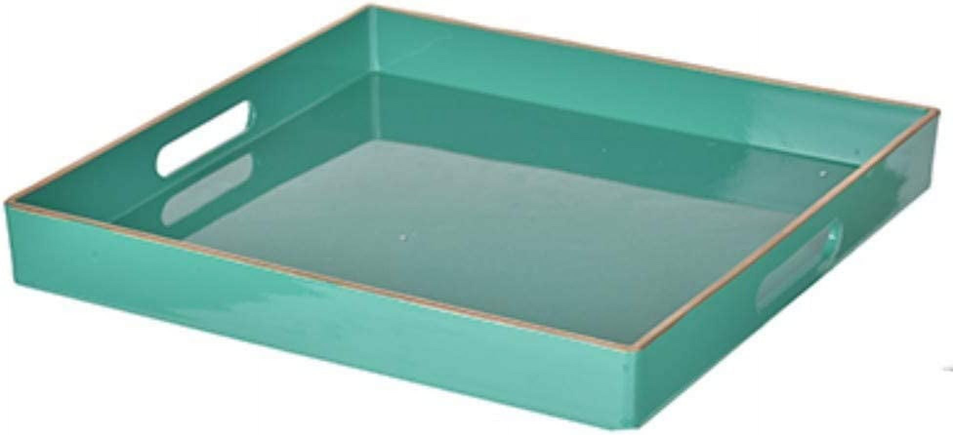 Green Benzara BM145601 Mimosa Square Tray With Cutout Handles