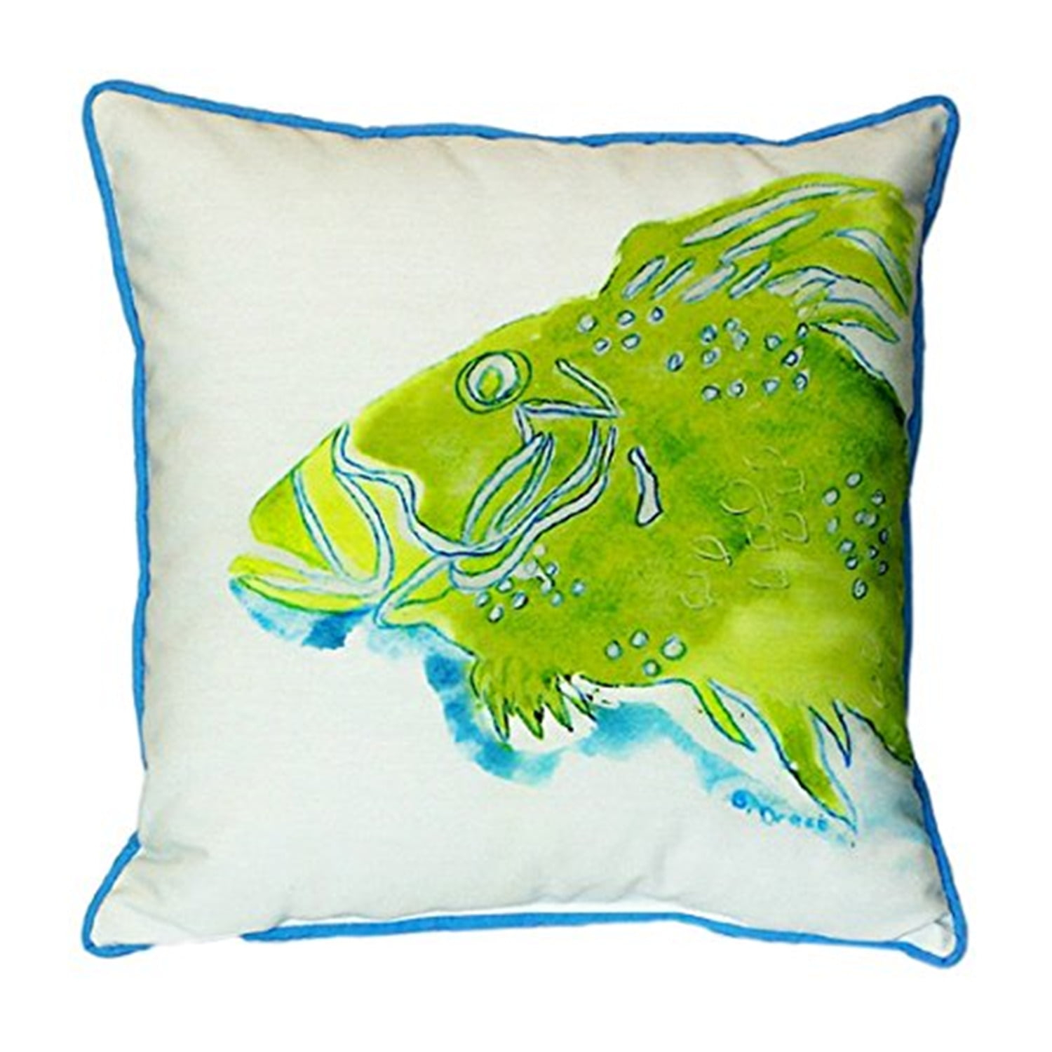 Green Fish Large Indoor/Outdoor Pillow 18x18