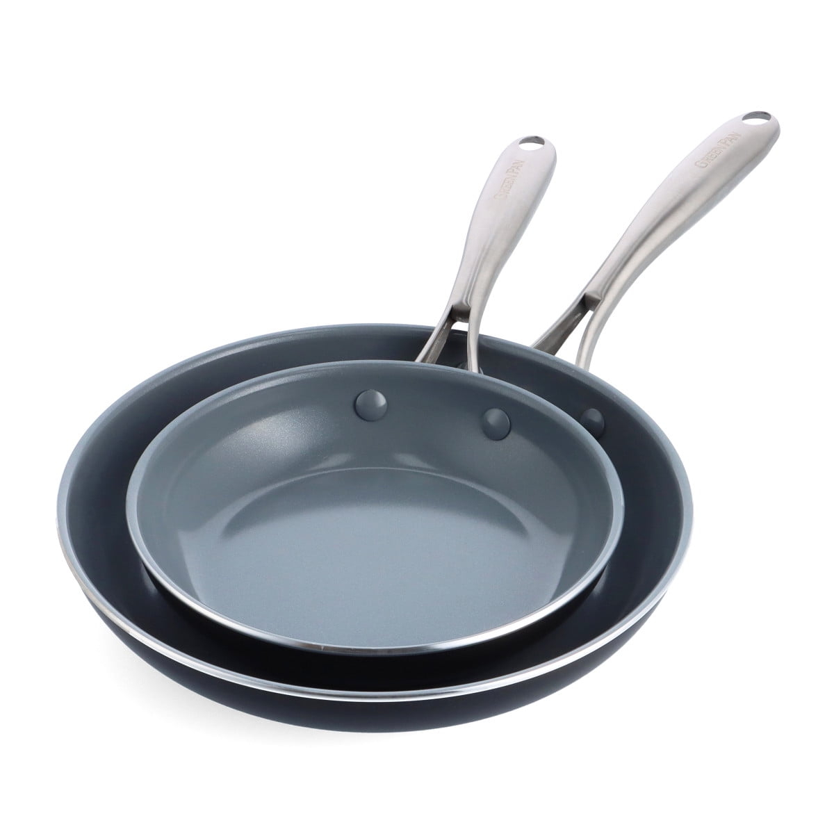 GreenPan Swift Healthy Ceramic Nonstick, 8" and 10" Frying Pan Skillet Set, Stainless Steel Handles, , Dishwasher Safe, Oven Safe, Black