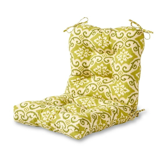 Greendale Home Fashions Shoreham Green Ikat 42 x 21 in. Outdoor Reversible Tufted Chair Cushion