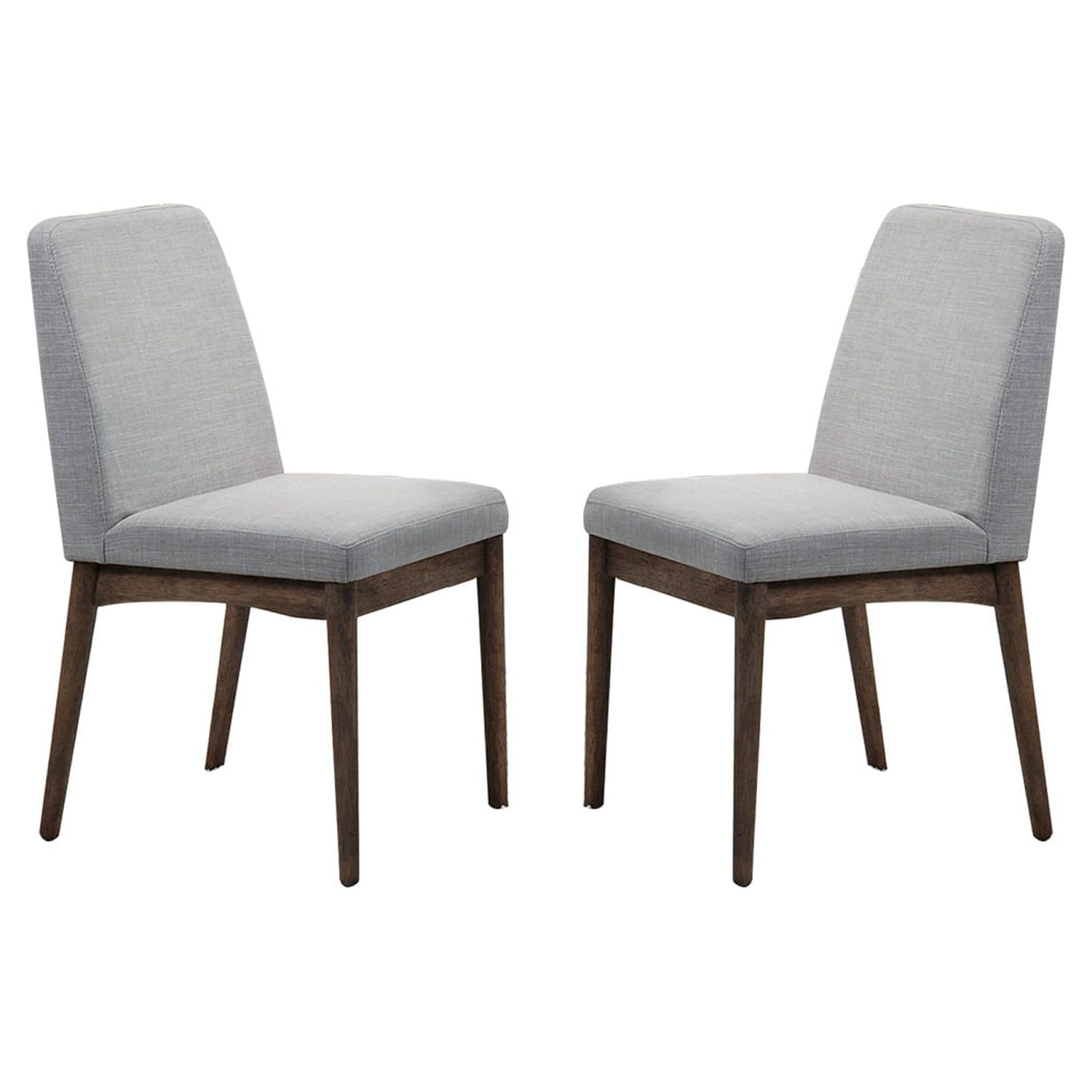 Simple Relax Grey Fabric Upholstered Dining Chair, Brown(Set of 2)