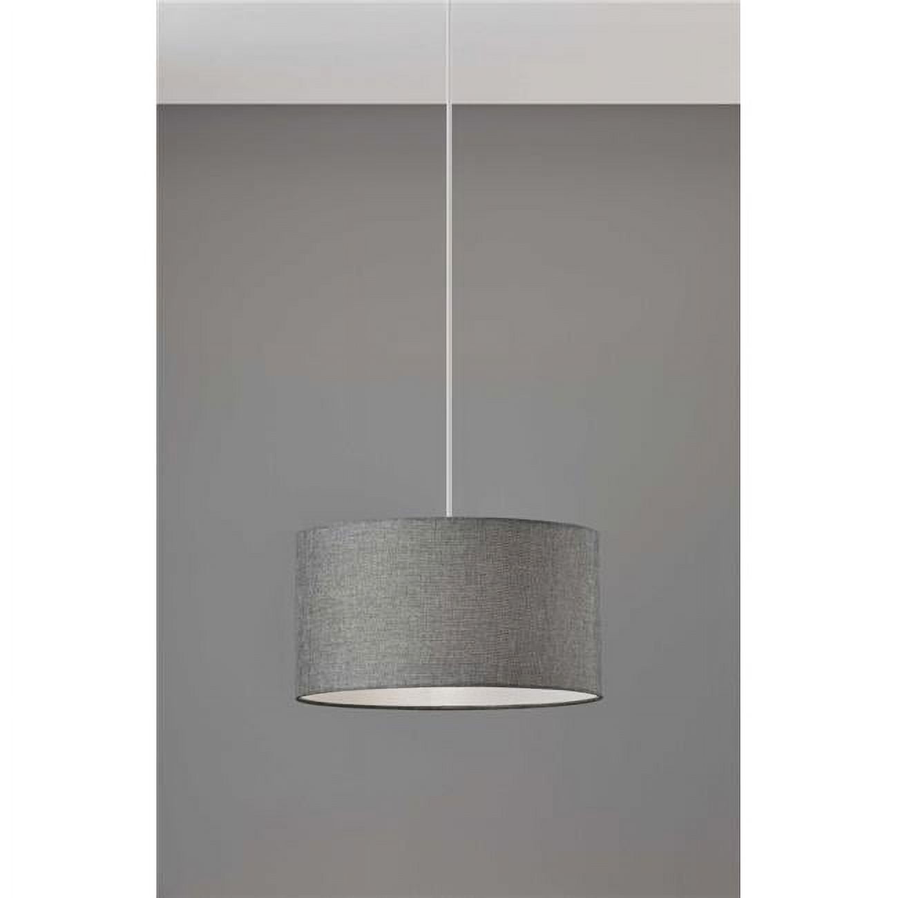 Heather Grey Fabric Shade Electric Drum Pendant