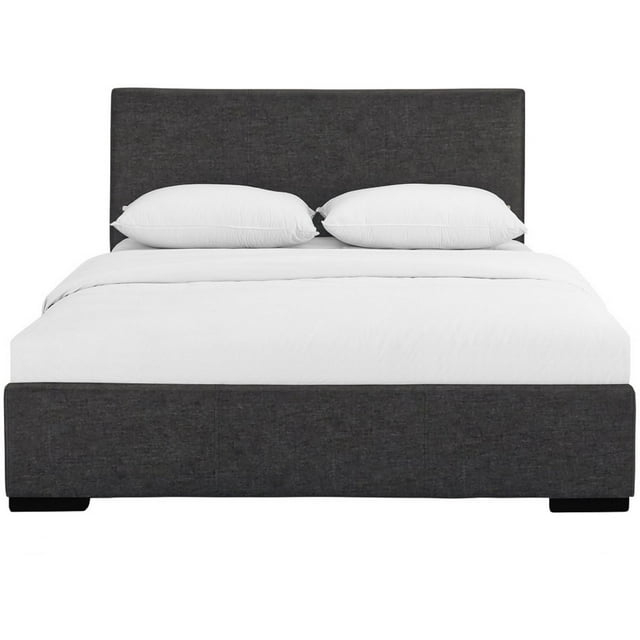 HomeStock City Sleek Upholstered Platform Bed, Grey, King