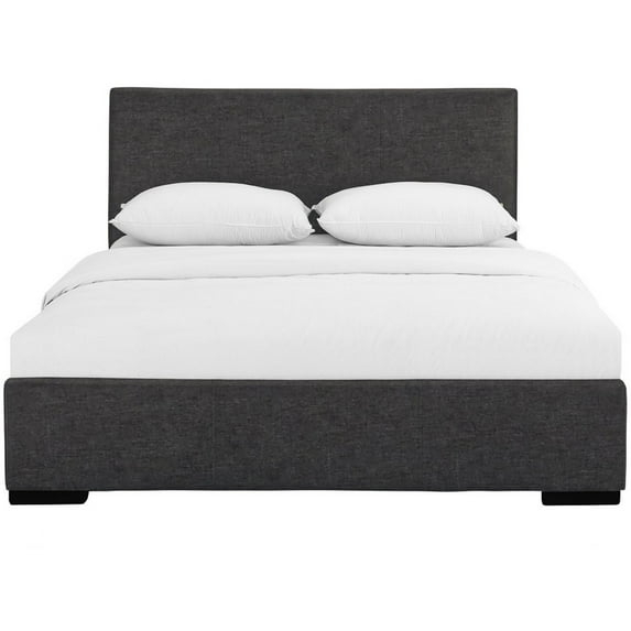 Grey Upholstered Queen Platform Bed