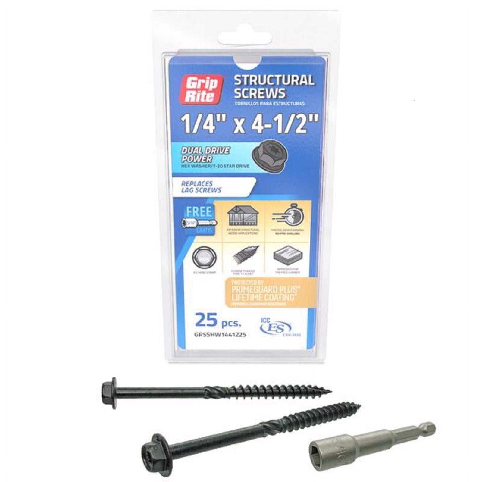 Grip-Rite  No. 10 wire x 4.5 in. Star Hex Washer Head Structural Screws, Pack of 25