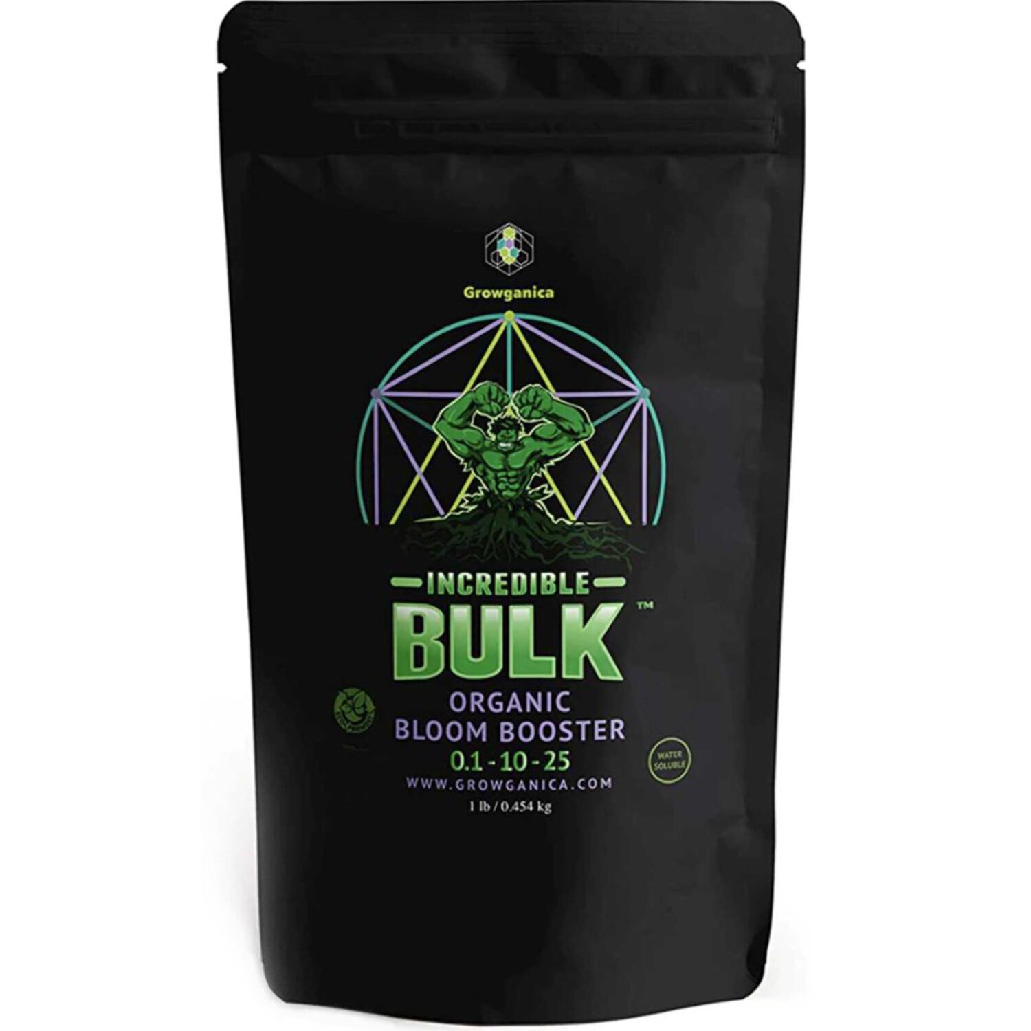 Growganica Incredible Bulk Organic Bloom Booster Garden Fertilizer 0.1-10-25 (1lb)