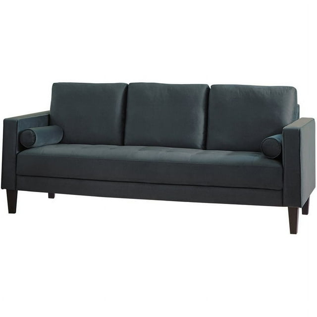 Coaster Contemporary Cushion Back Upholstered Velvet Sofa in Green
