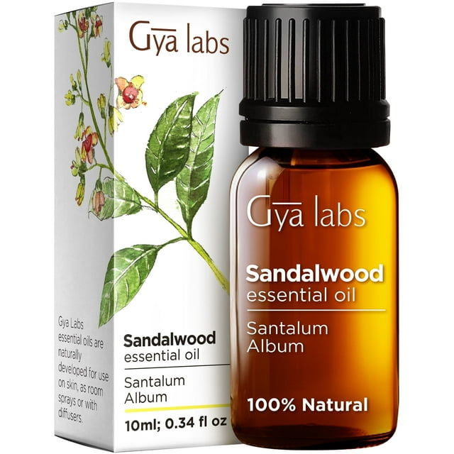 Gya Labs Sandalwood Essential Oils for Diffuser, Natural Sandalwood Oil for Hair, Skin, Massage, & Perfume -0.34 fl oz