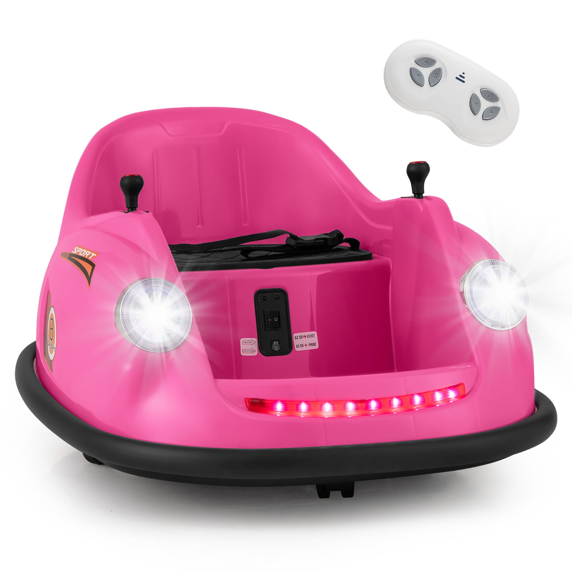 Gymax 12V Electric Kids Ride on Bumper Car Battery Powered Bumping Car w/ Remote Control Pink