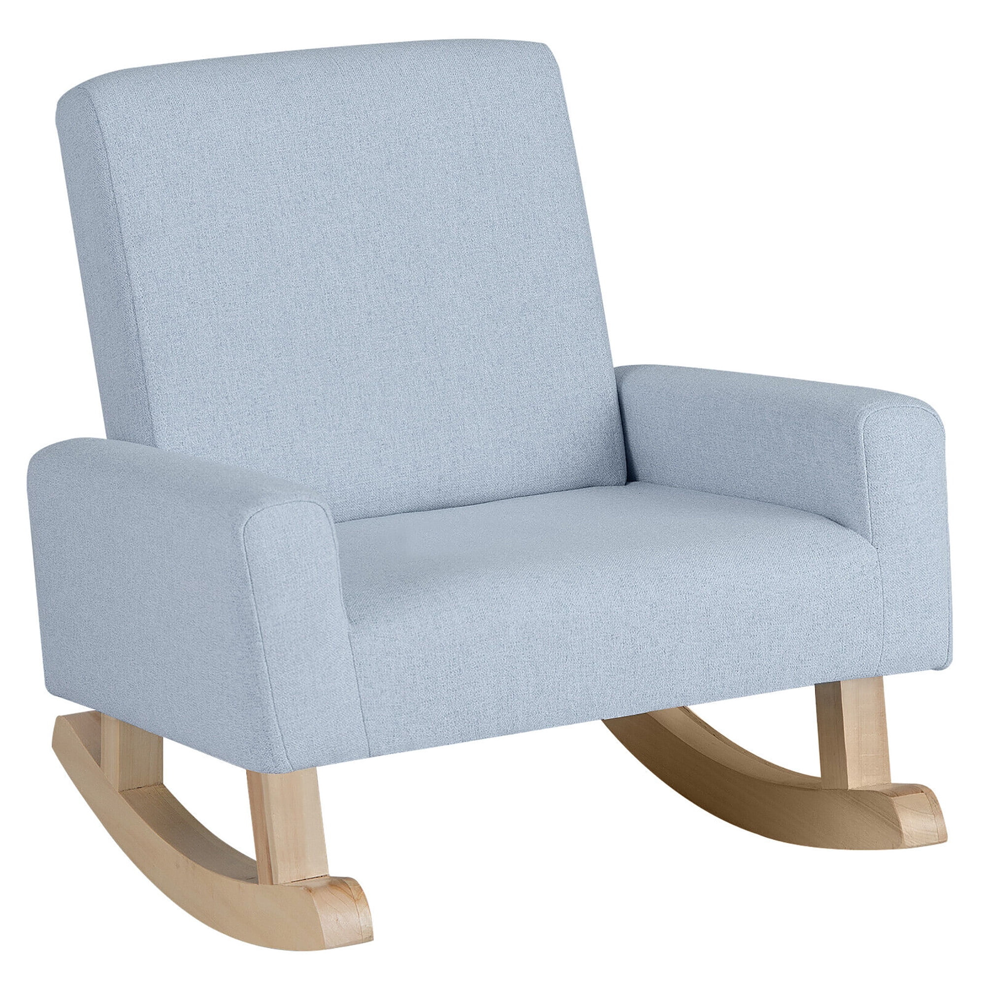 Infans Kids Rocking Chair Children Armchair Linen Upholstered Sofa w/ Solid Wood Legs