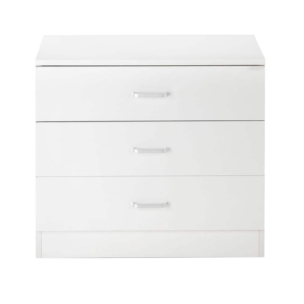 White Drawer Chest, Wood Dresser with 3 Drawer, Drawer Cabinet Storage Drawer Unit, Nightstand for Bedroom