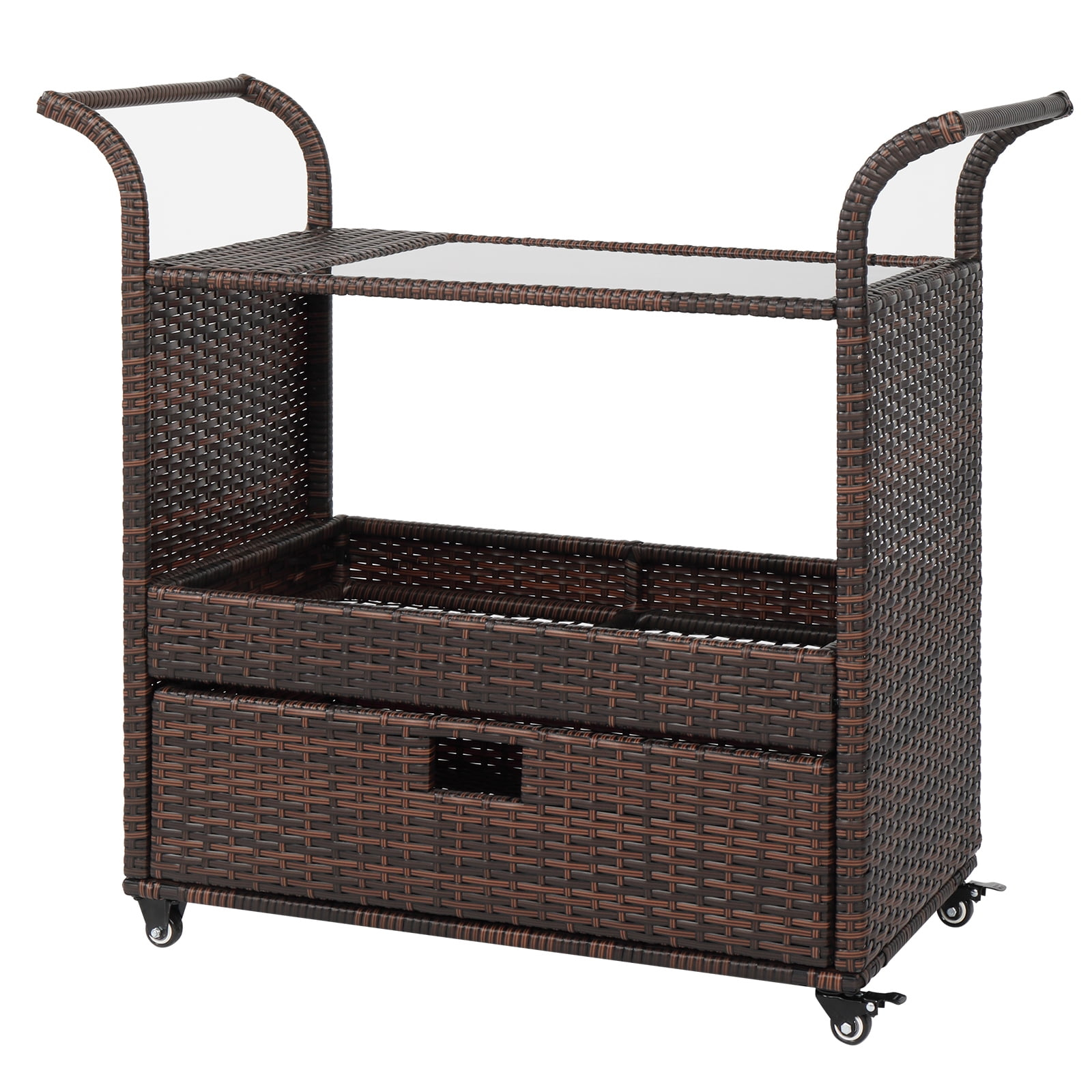 Karl Home Outdoor Wicker Bar Cart