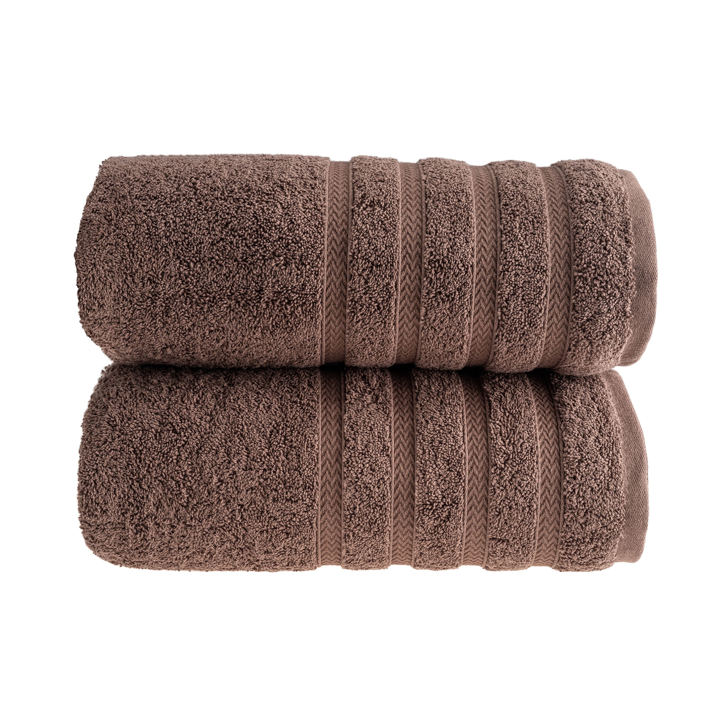 HALLEY Turkish Bath Towels Set - 2 Pack Bathroom Set, Ultra Soft, Machine Washable, Highly Absorbent, 100% Cotton - Luxury Spa Quality - Brown