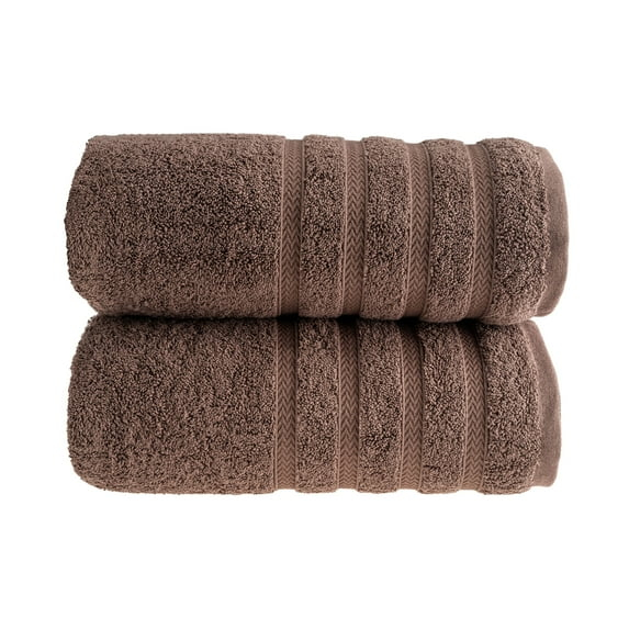 HALLEY Turkish Bath Towels Set - 2 Pack Bathroom Set, Ultra Soft, Machine Washable, Highly Absorbent, 100% Cotton - Luxury Spa Quality - Brown