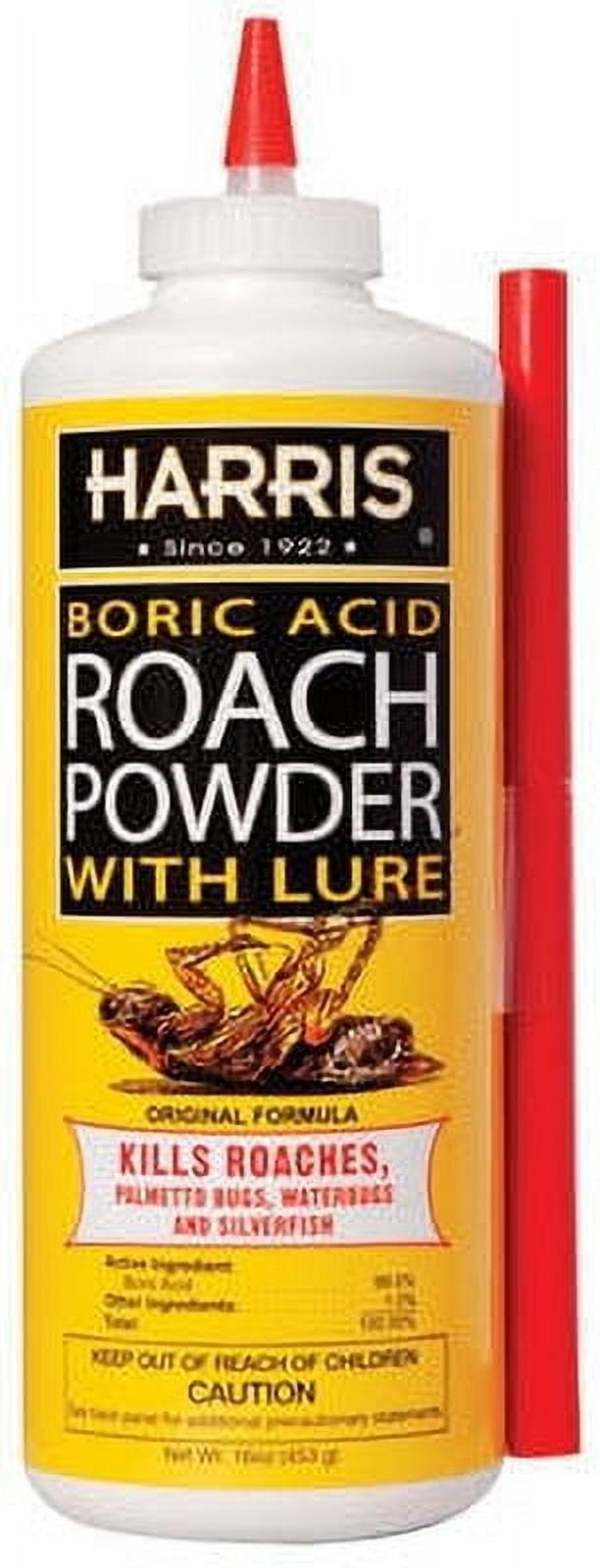 Harris Boric Acid Roach Killer Powder with Lure, Indoor Use, 16oz