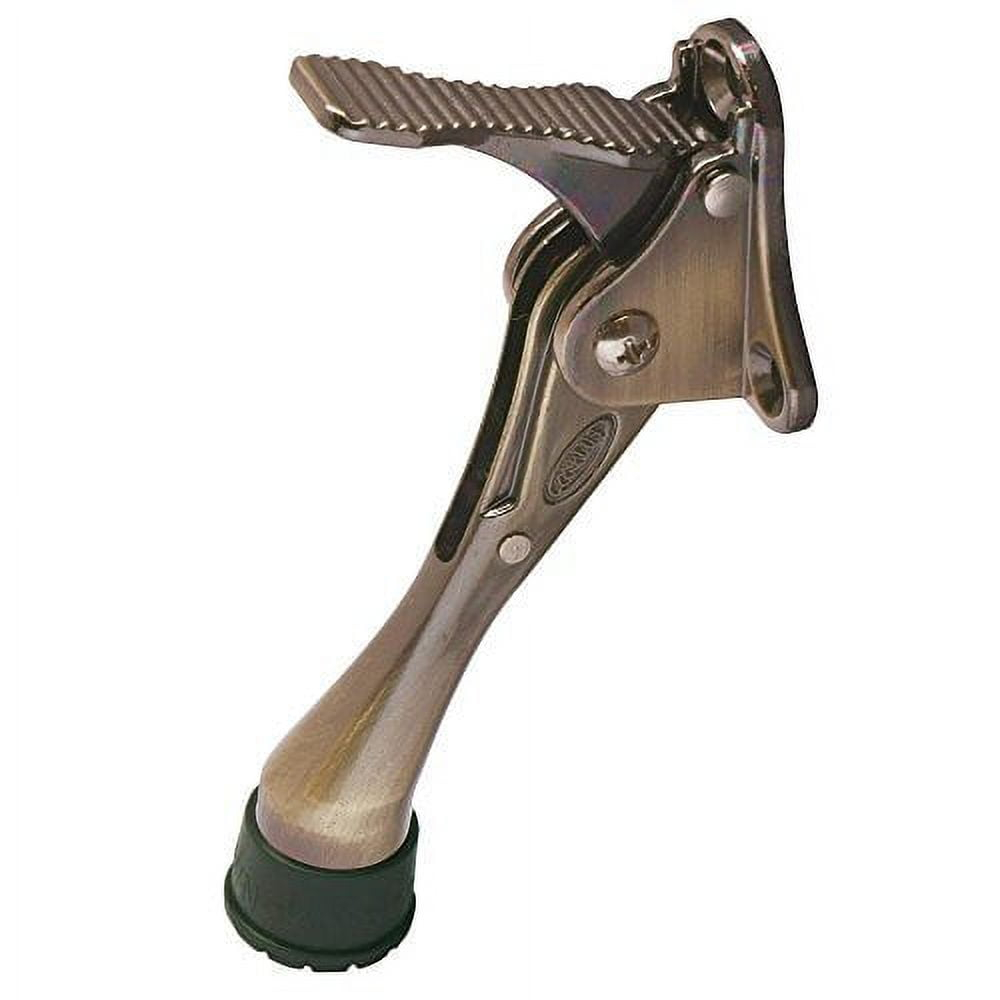 HASHI (4 inch, Antique Bronze) One-Touch semi-Automatic Door Stop - 4 inch Door Stopper with a Height-Adjustable Rubber
