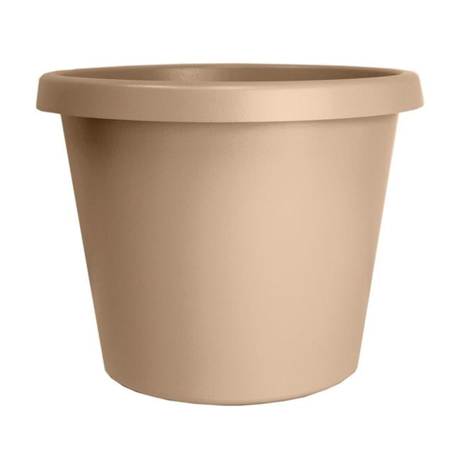 The HC Companies 12 Inch Round Prima Planter - Plastic Plant Pot with Rolled Rim for Indoor Outdoor Plants Flowers Herbs, Sandstone