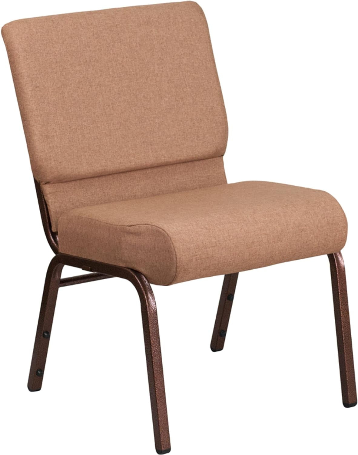 Flash Furniture Hercules Series 21"W Upholstered Adult Church Chair with Book Pouch, Caramel