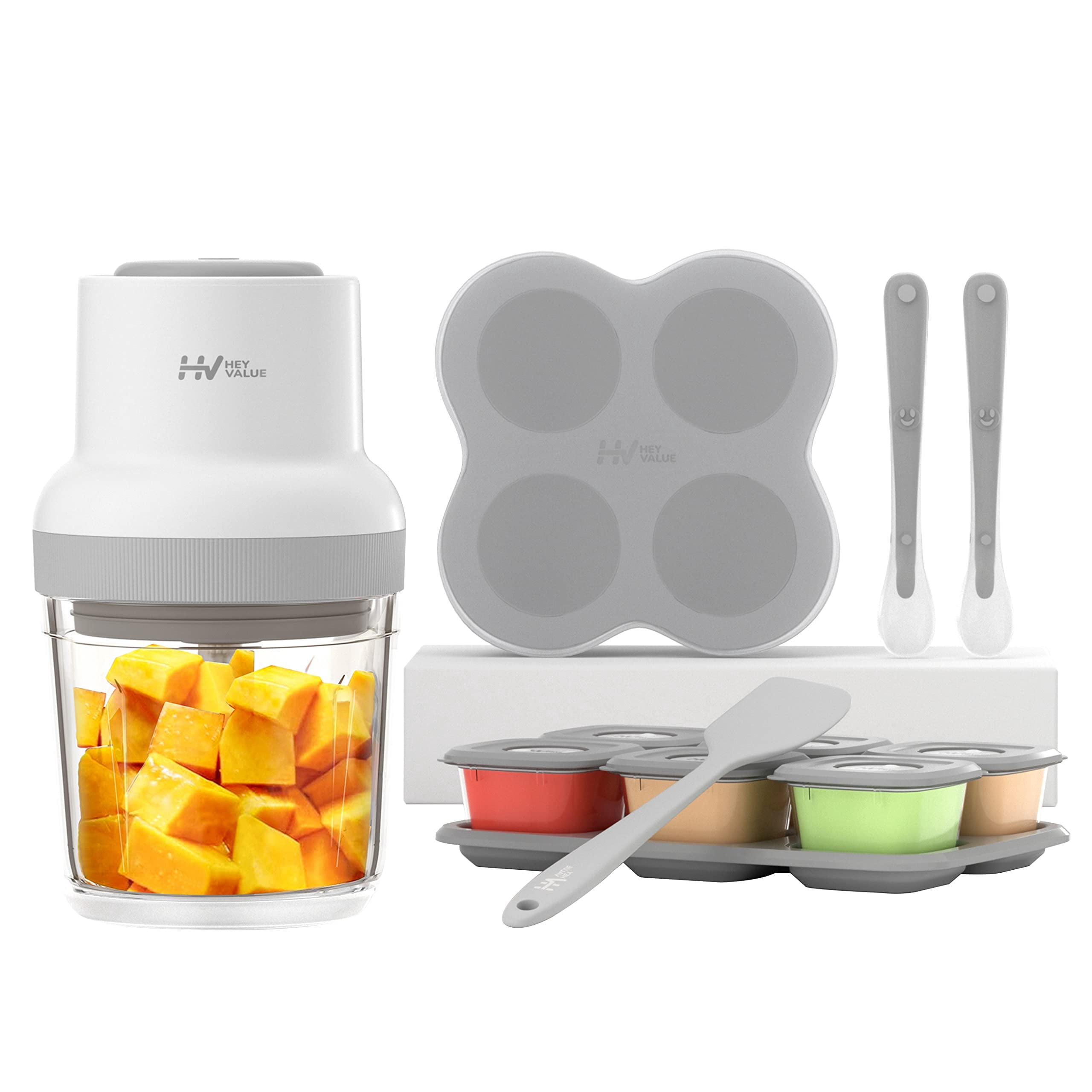 HEYVALUE Gray 13-in-1 Baby Food Processor Set with Stainless Steel Blades