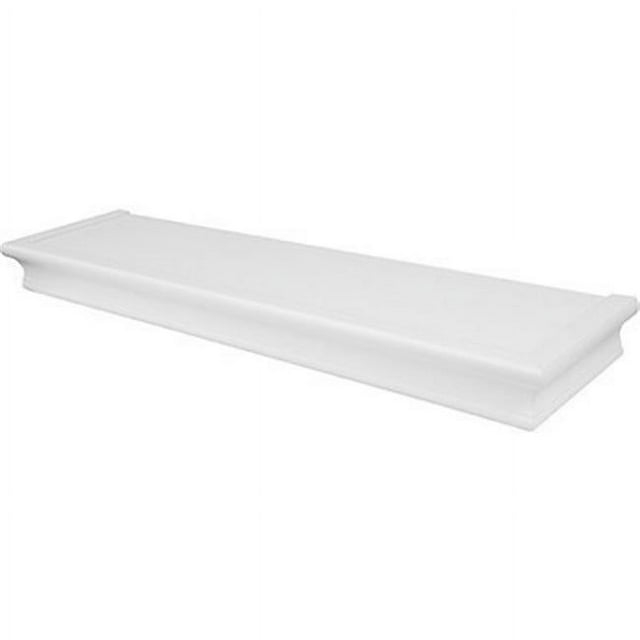 HIGH & MIGHTY Decorative 24" Floating Shelf Holds up to 20lbs, Easy Tool-Free Dry Wall Installation, Beveled, eCommerce Packaging, White