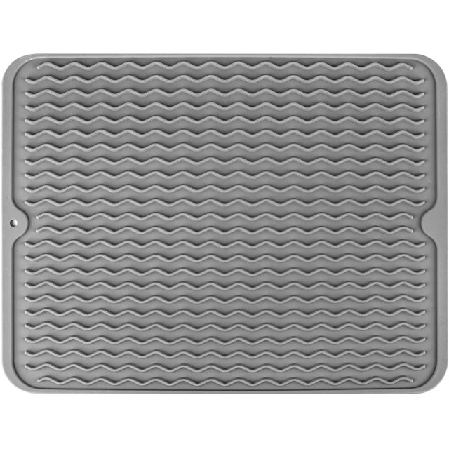 HLONK Silicone Dish Drying Mat for Multiple Usage,Easy Clean,Eco-friendly,Heat-resistant Silicone Mat for Kitchen Counter or Sink,Refrigerator or Drawer Liner Grey