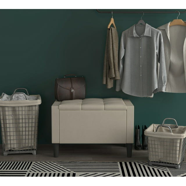 Home Design Braylen Upholstered 29" Flip Top Storage Bench For Adult, Beige