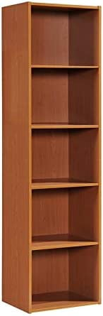 Hodedah 12 x 16 x 47 Inch 5 Shelf Bookcase & Office Organizer, Cherry