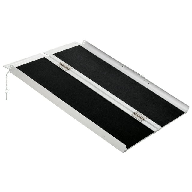 HOMCOM Lightweight Aluminum Portable Skidproof PVC Carpeted Folding Wheelchair Ramp, 3'
