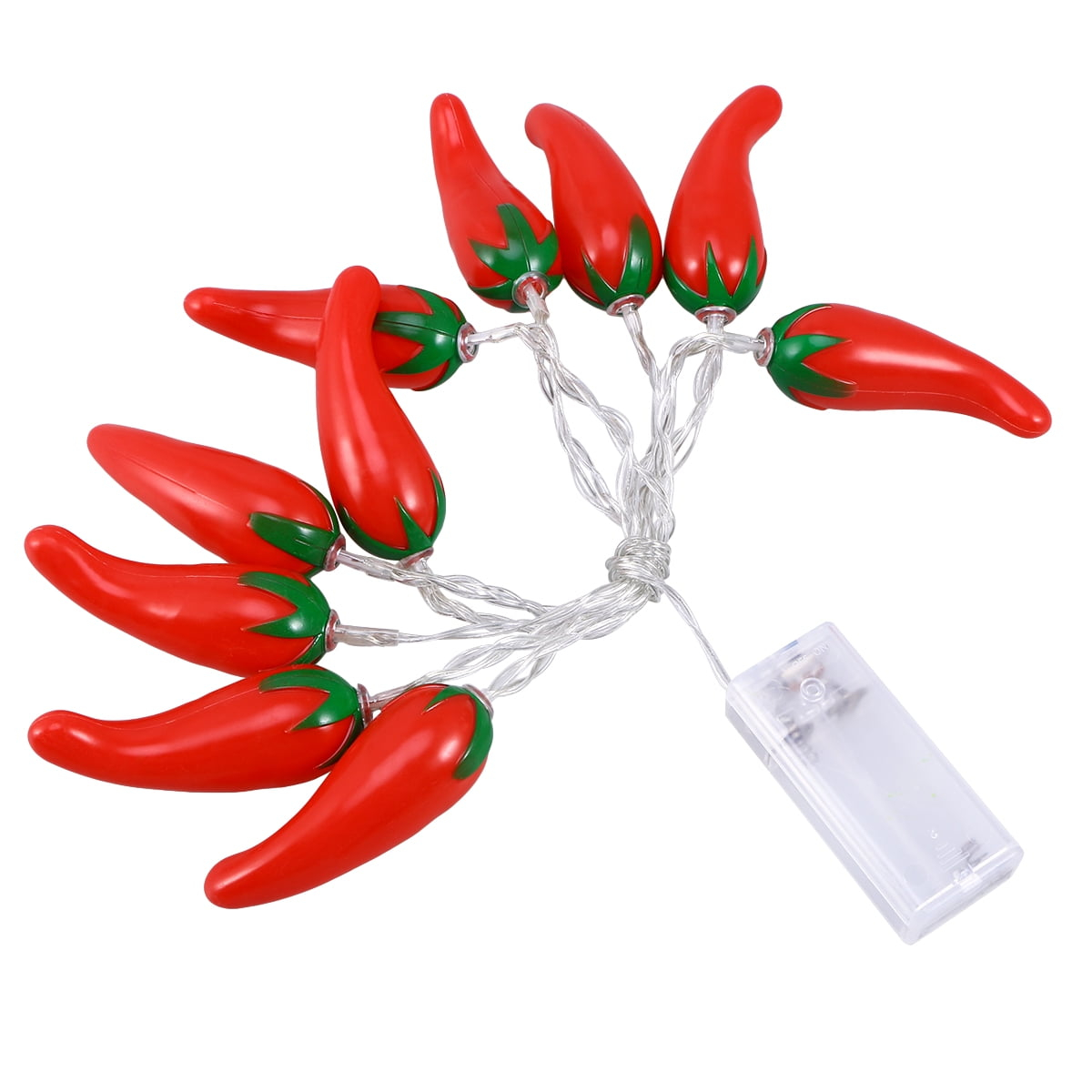 HOMEMAXS Chili Lights String Battery-operated 5.4ft 10 LEDs Warm White Pepper Lights Decorations for Patio Fence Deck Balcony Camping