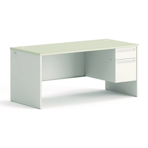 HON 38000 Series Right Pedestal Desk, 66" x 30" x 30", Light Gray/Silver