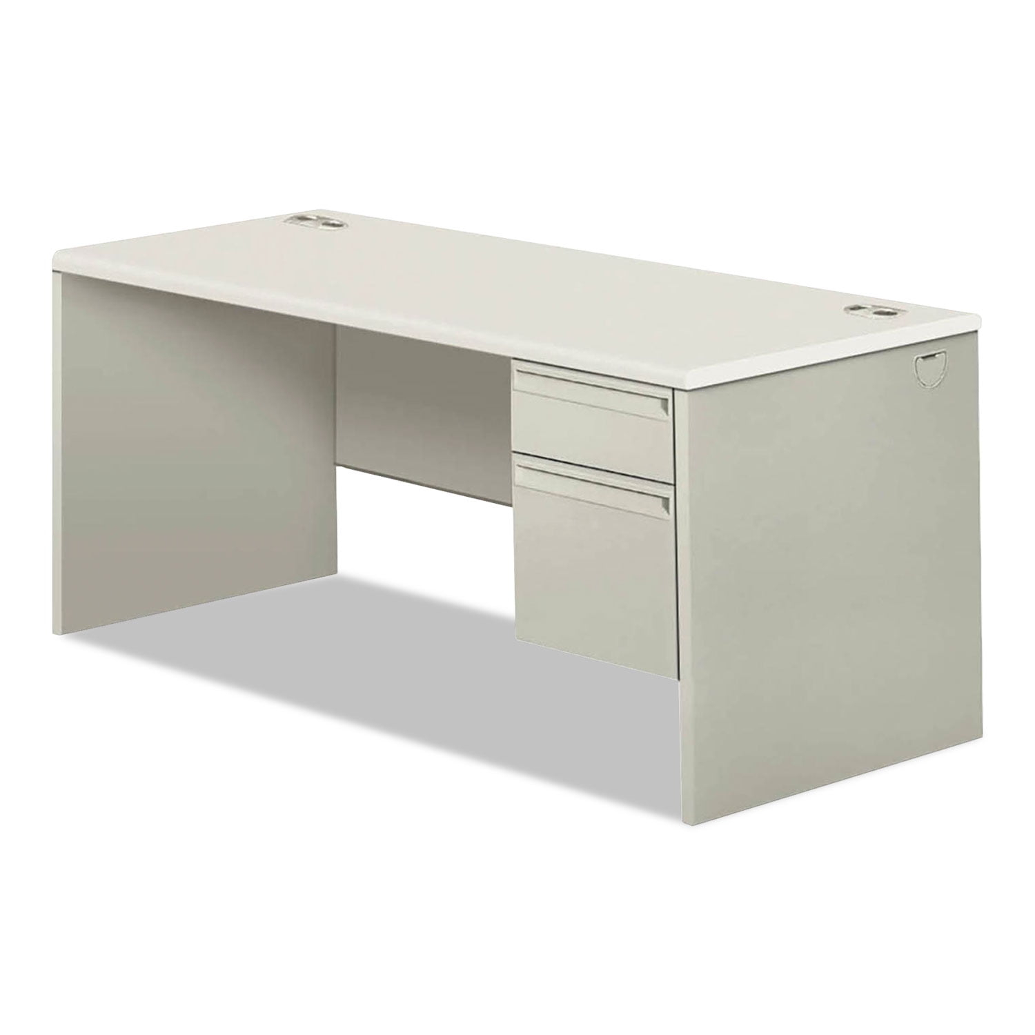 HON 38000 Series Left Pedestal Desk, 66" x 30" x 30", Light Gray/Silver