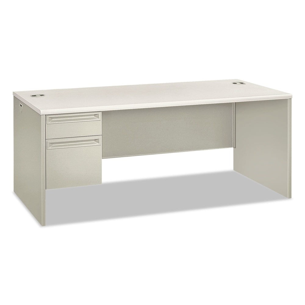 HON 38000 Series Left Pedestal Desk, 72" x 36" x 30", Light Gray/Silver