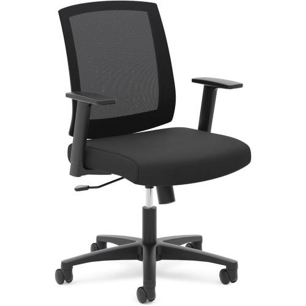 HON Mesh Mid-Back Task Chair Fabric Black Seat - Black Back - 5-star Base - 19.50" Seat Width x 18.25" Seat Depth - 26" Width x 26" Depth x 40.5" Height