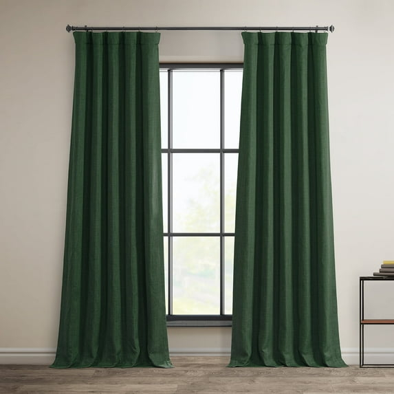 HPD Half Price Drapes Key Green Faux Linen Room Darkening Curtains for Bedroom & Living Room Curtains (1 Panel), Door & Window Curtains 84 inches long, Rod Pocket Curtains & Drapes, 50W X 84L