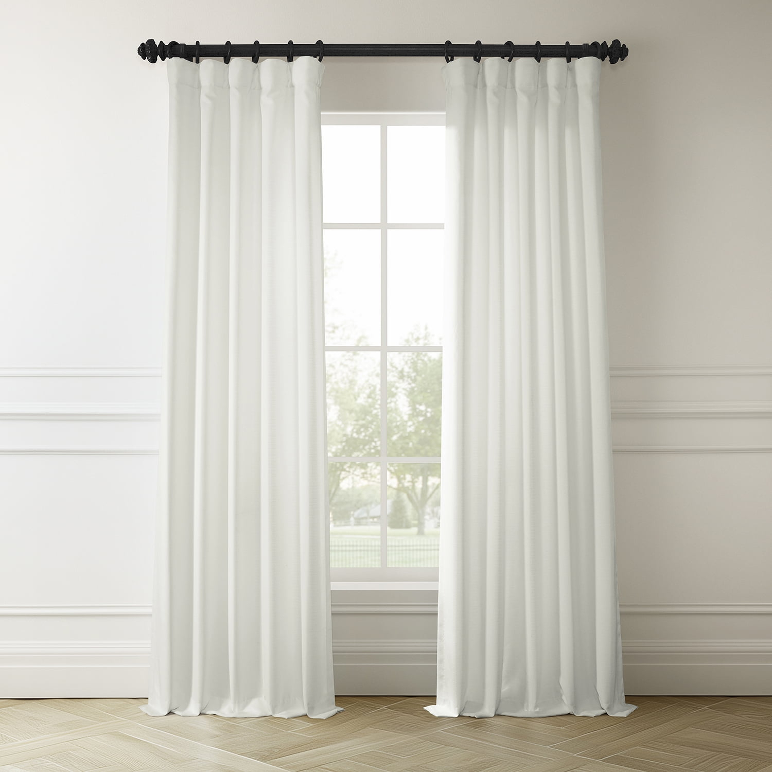 HPD Half Price Drapes Magnolia Off White Italian Faux Linen Room Darkening Curtains with Rod Pocket - 1 Panel - Window Curtains for Living Room & Curtains for Bedroom, 50W X 84L