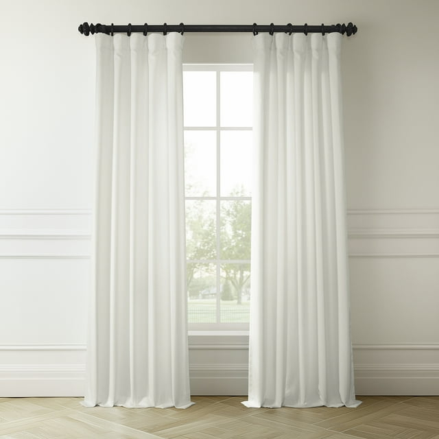 HPD Half Price Drapes Magnolia Off White Italian Faux Linen Room Darkening Curtains with Rod Pocket - 1 Panel - Window Curtains for Living Room & Curtains for Bedroom, 50W X 84L