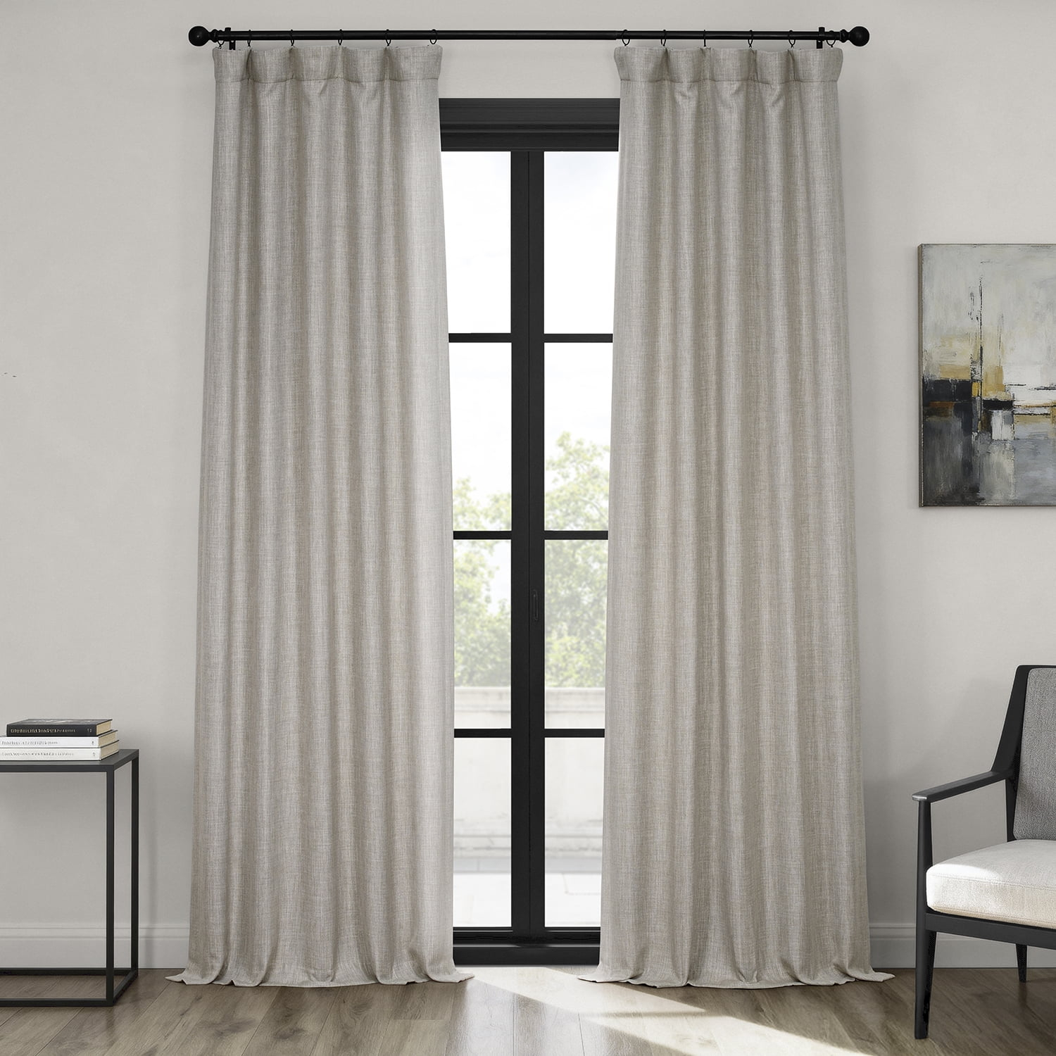 HPD Half Price Drapes Oatmeal Faux Linen Room Darkening Curtains for Bedroom & Living Room Curtains (1 Panel), Door & Window Curtains 108 inches long, Rod Pocket curtains & drapes, 50W X 108L