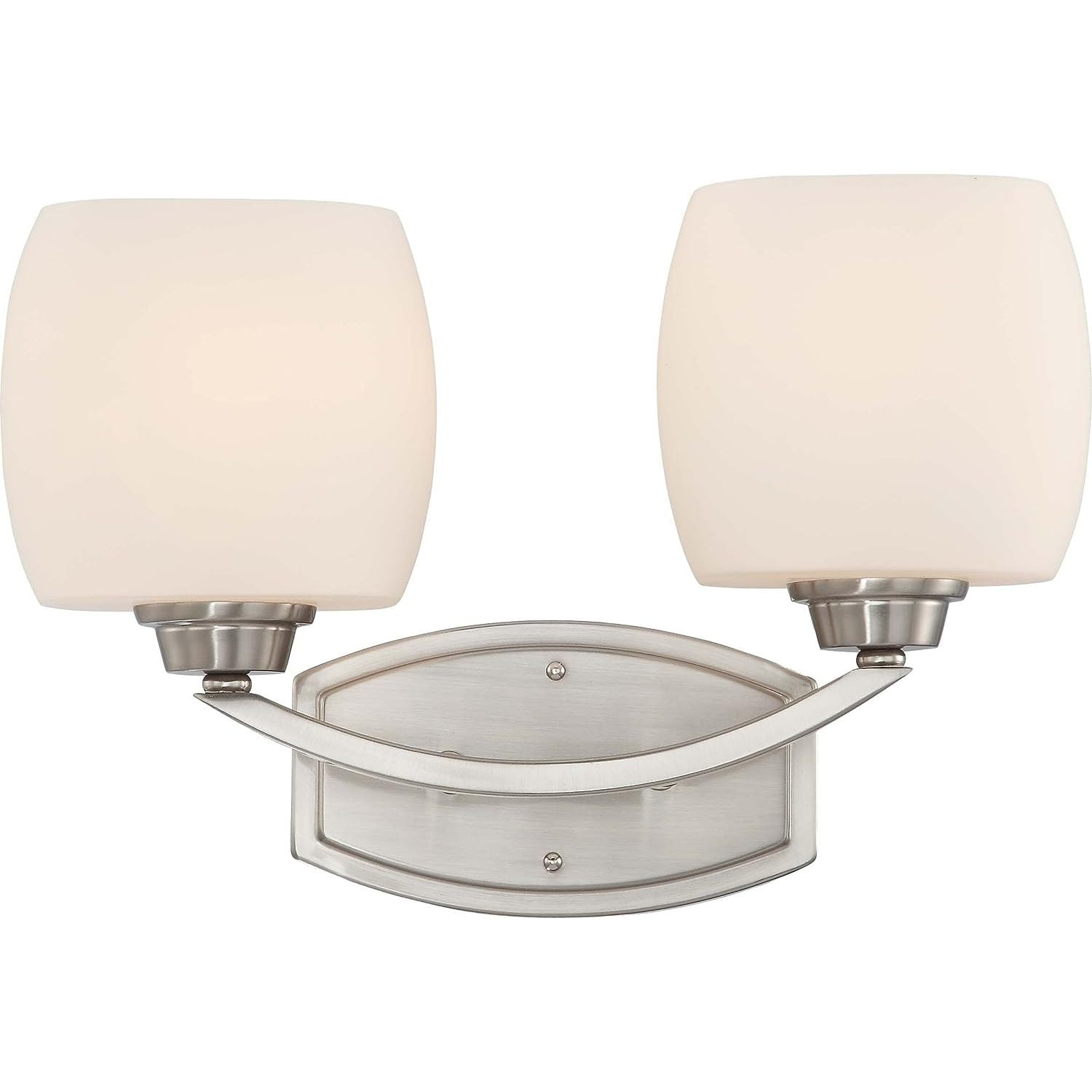 HTYSUPPLY Lighting 60/4182 Two Light Helium Vanity with Glass, CUL Damp Location, Brushed