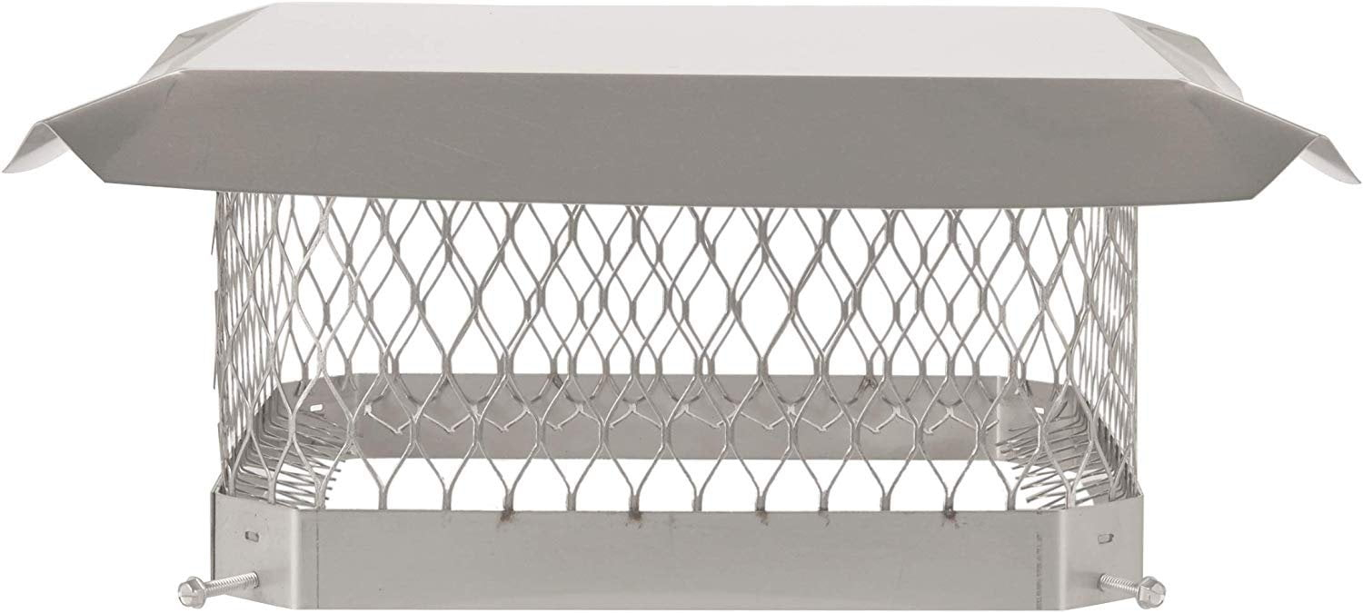 HY-C SCSS1313 Shelter Bolt On Single Flue Chimney Cover, Mesh Size 3/4", Fits Outside Existing Clay Flue Tile Dimensions 13" x 13", Stainless Steel