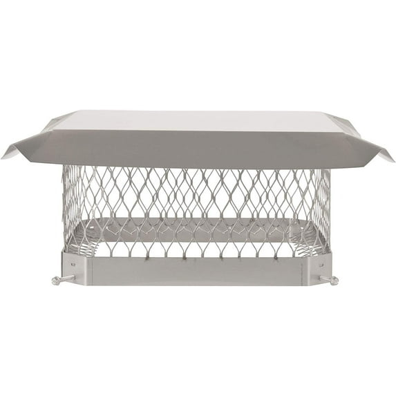HY-C SCSS1313 Shelter Bolt On Single Flue Chimney Cover, Mesh Size 3/4", Fits Outside Existing Clay Flue Tile Dimensions 13" x 13", Stainless Steel