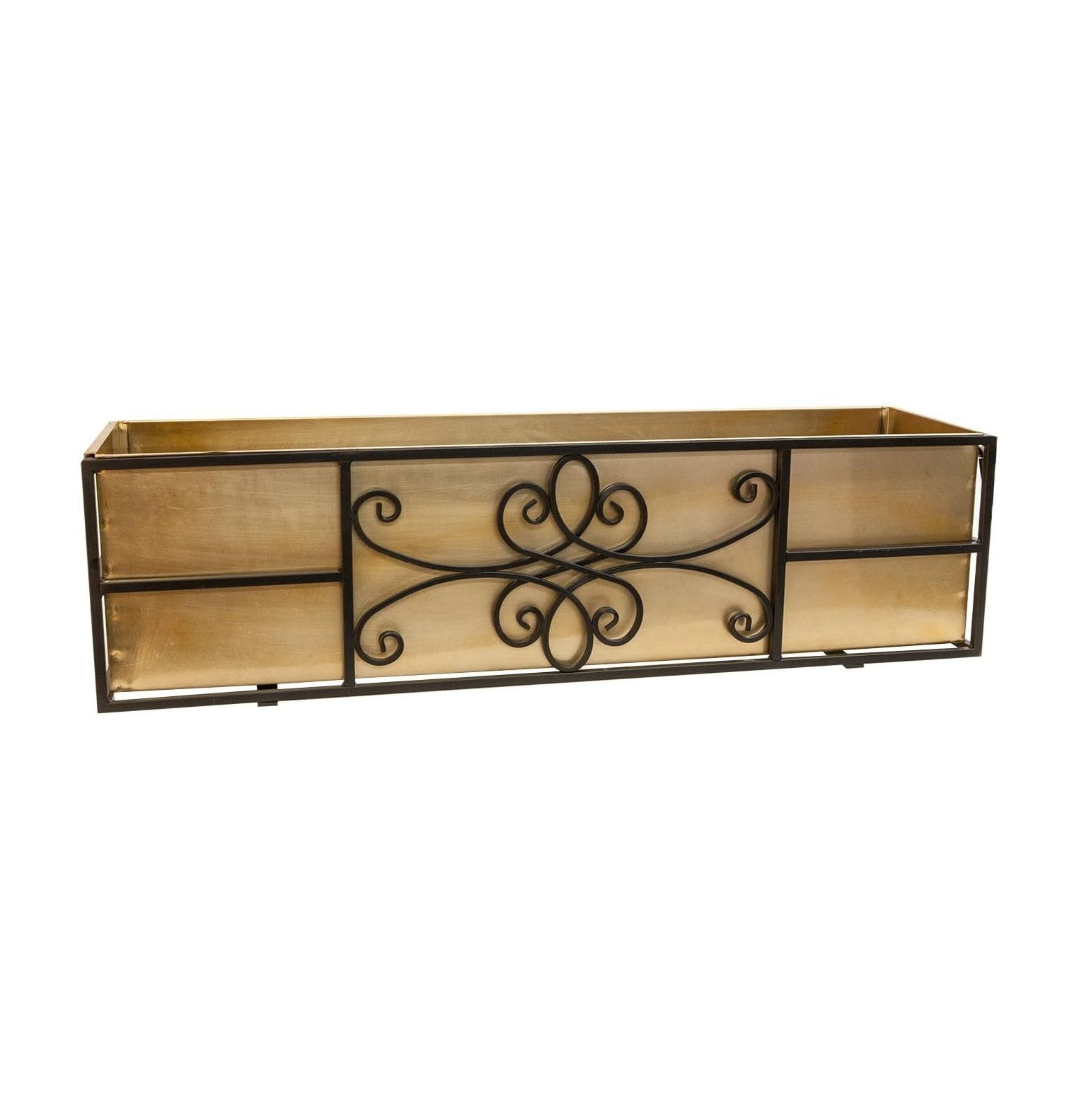Style Selections Rectangle 9.75-Inches W Medium Black Metal Outdoor Window box with Drainage Holes