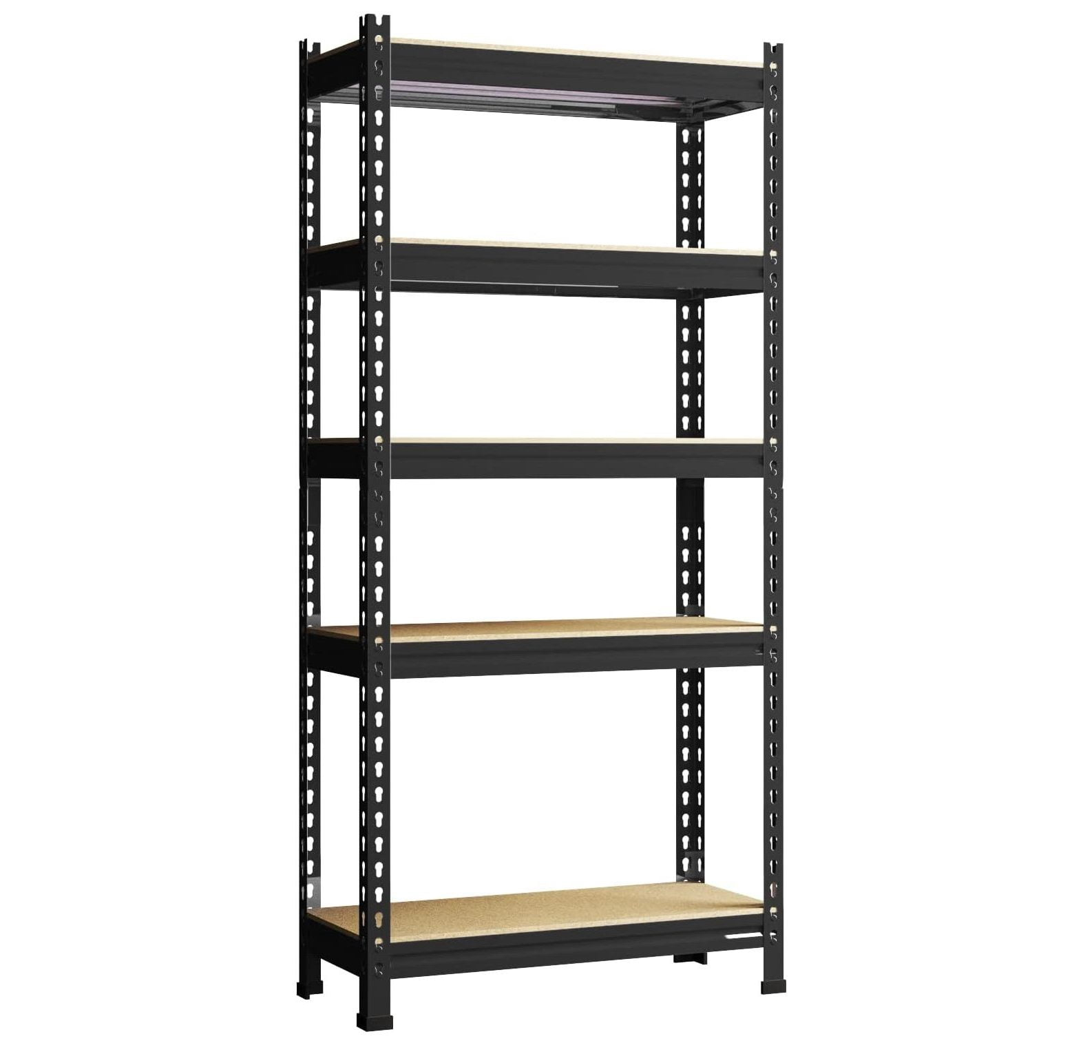 Topeakmart 5-Tier Utility Shelves, Metal Storage Shelves, Adjustable Shelving Units, Boltless Assembly, Garage Shelves Shed Shelving for Warehouse Garage Shed Basement- Black, 27.5 x 12x 60 Inch
