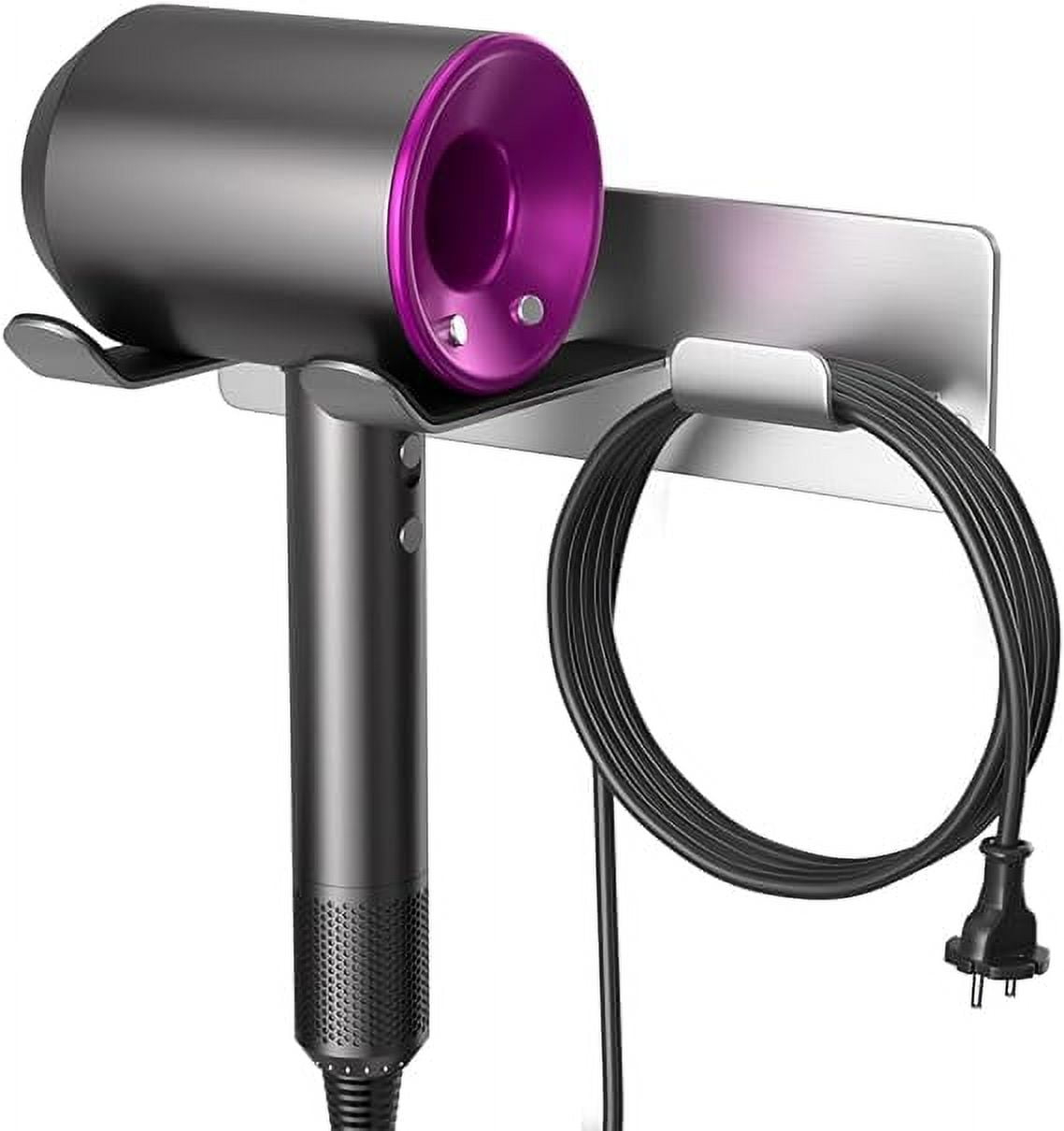 Hair Dryer Holder Wall Mount Compatible with Hair Dryer, 304 Stainless Steel Hair Dryer Blow Diffuser Holder Organizer Adhesive for The Bathroom, Silver