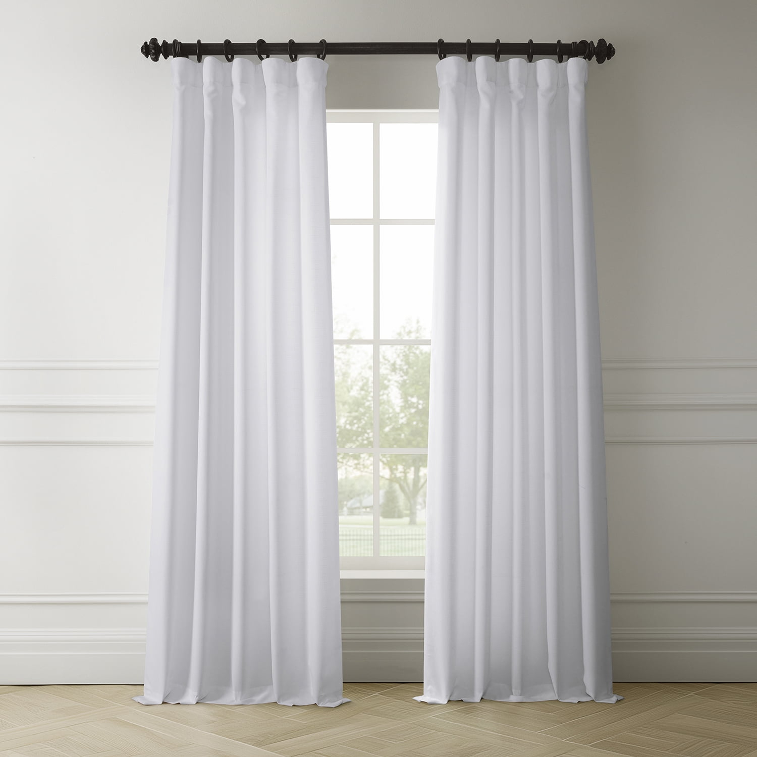Half Price Drapes Dove White Faux Linen Room Darkening Curtains for Bedroom(1 Panel),50W X 120L