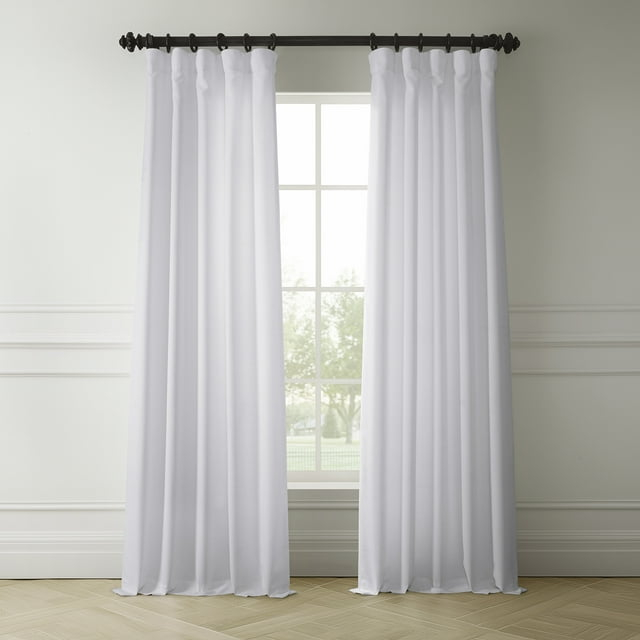 Half Price Drapes Dove White Faux Linen Room Darkening Curtains for Bedroom(1 Panel),50W X 120L