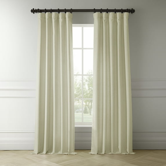 Half Price Drapes Gravity Ivory Italian Faux Linen Room Darkening Curtains (1 Panel), 50W X 108L