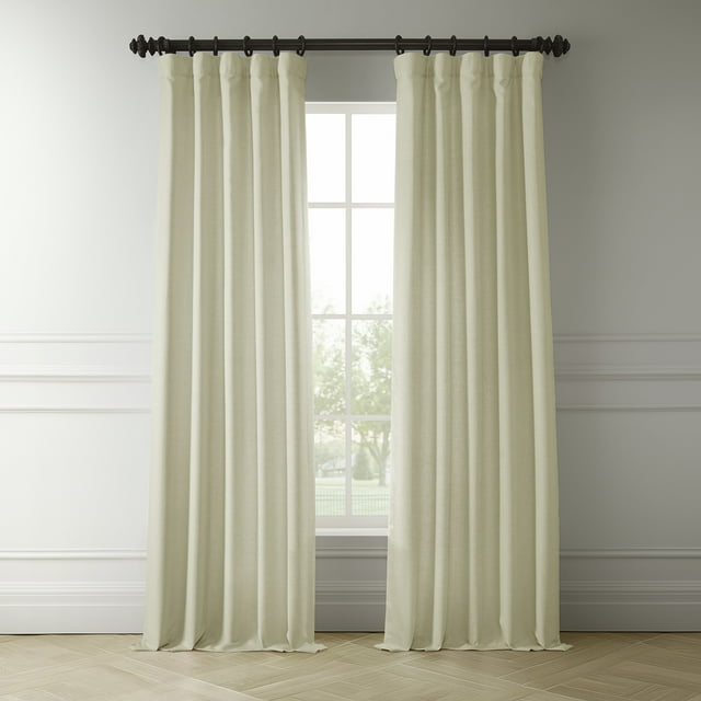 Half Price Drapes Gravity Ivory Italian Faux Linen Room Darkening Curtains (1 Panel), 50W X 108L